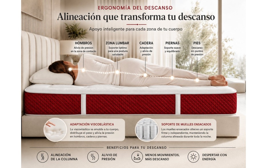 POCKET SPRING VISCO PREMIUM ALTURA 31 CM